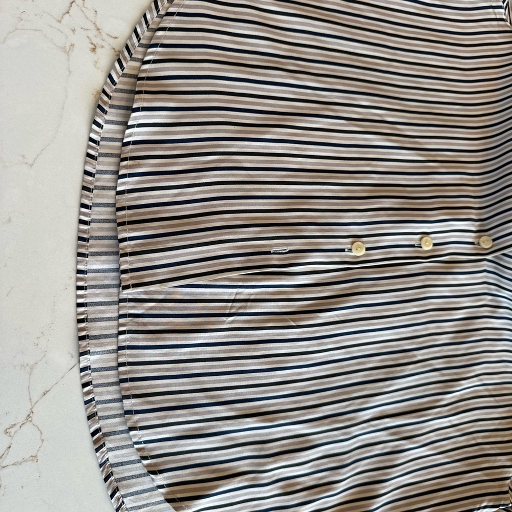 Vintage Pendleton Cream/Blue/Black Silk Retro Secretary Blouse / 12 Petite - Picture 12 of 12